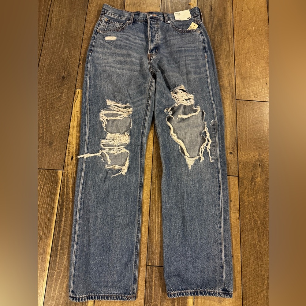 Aéropostale 90s Baggy Jeans – NWT – Size 10 – Button Fly – Distressed